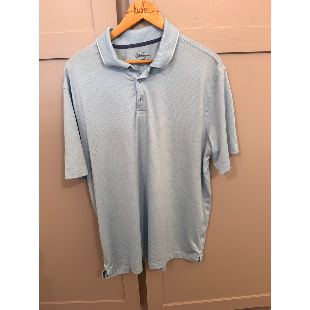 Walter Hagen Mens Performance 11 Polo Shirt‎ Athletic Fit Light Blue Large